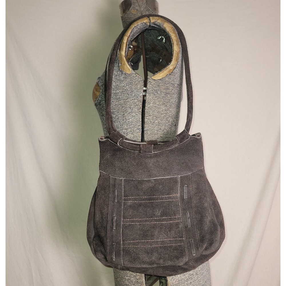 Vintage 50s 60s Chocolate Brown Suede Leather‎ Shoulder Bag Purse Boho Mr. Ralph